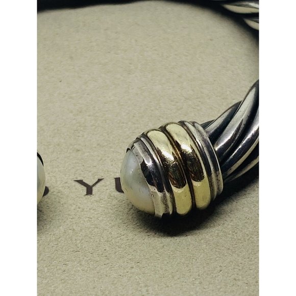 DAVID YURMAN STERLING SILVER 14K 10MM MABE PEARL HINGED CUFF BRACELET RARE 6.25” - Picture 4 of 11